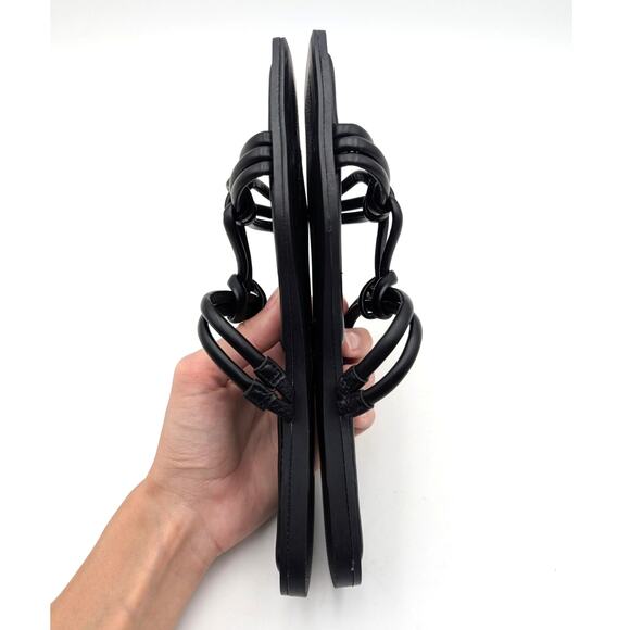 Azalea Wang Stetson Tubular Straps Knot Flat Sandals Women's Black US7 EU37.5 - Picture 5 of 11